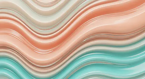 Abstract flowing shapes in warm coral and aqua tones representing gentle daily movement
